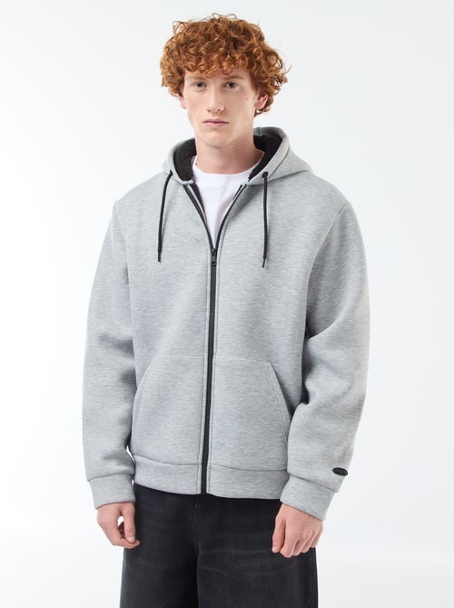 Felpa con cappuccio zippata foderata effetto montone - Kiabi