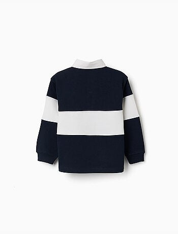 Felpa con colletto polo e colour block