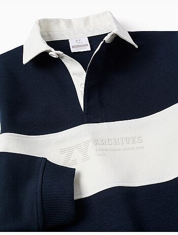 Felpa con colletto polo e colour block
