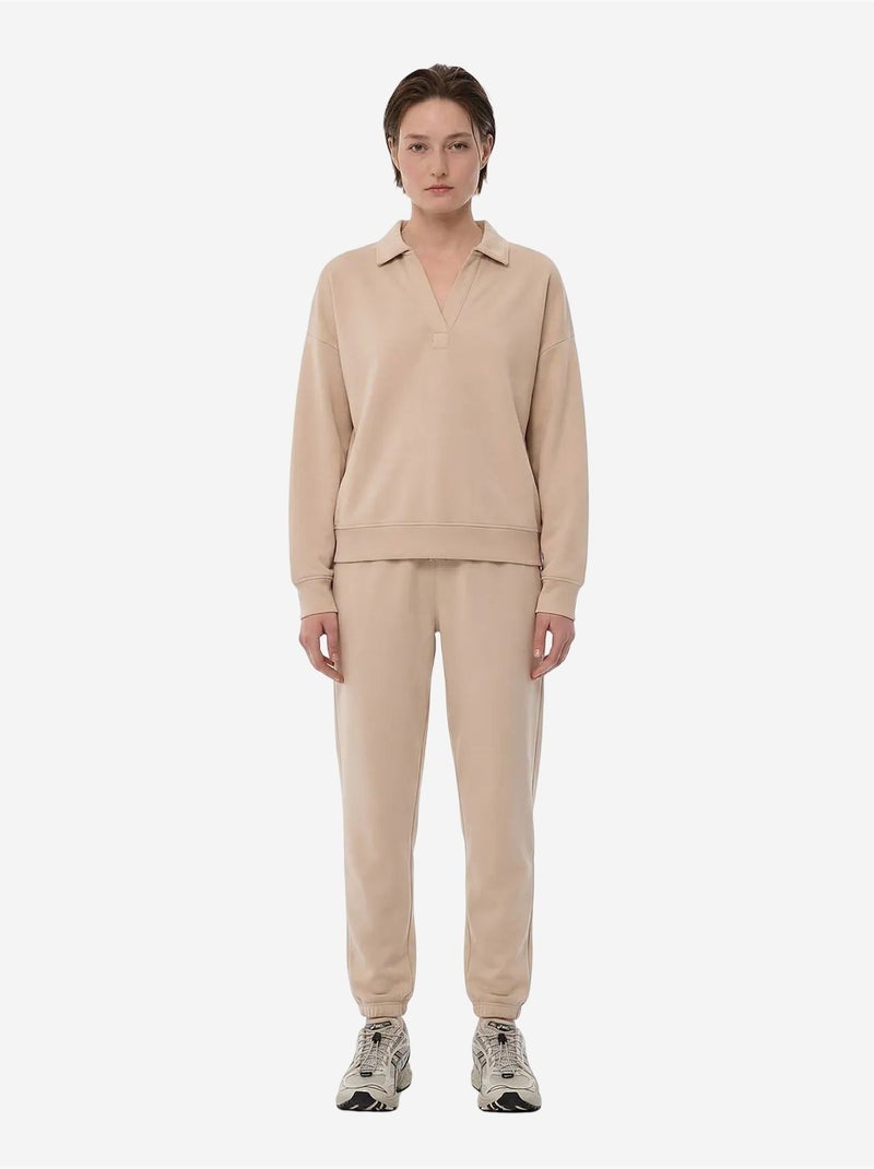 Felpa con colletto polo in modal penti Beige argilla - Kiabi