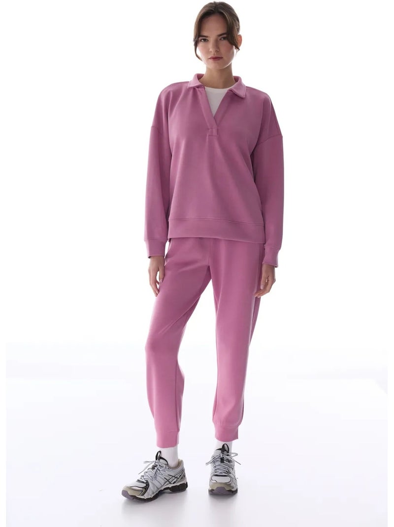 Felpa con colletto polo in modal penti Rosa antico - Kiabi