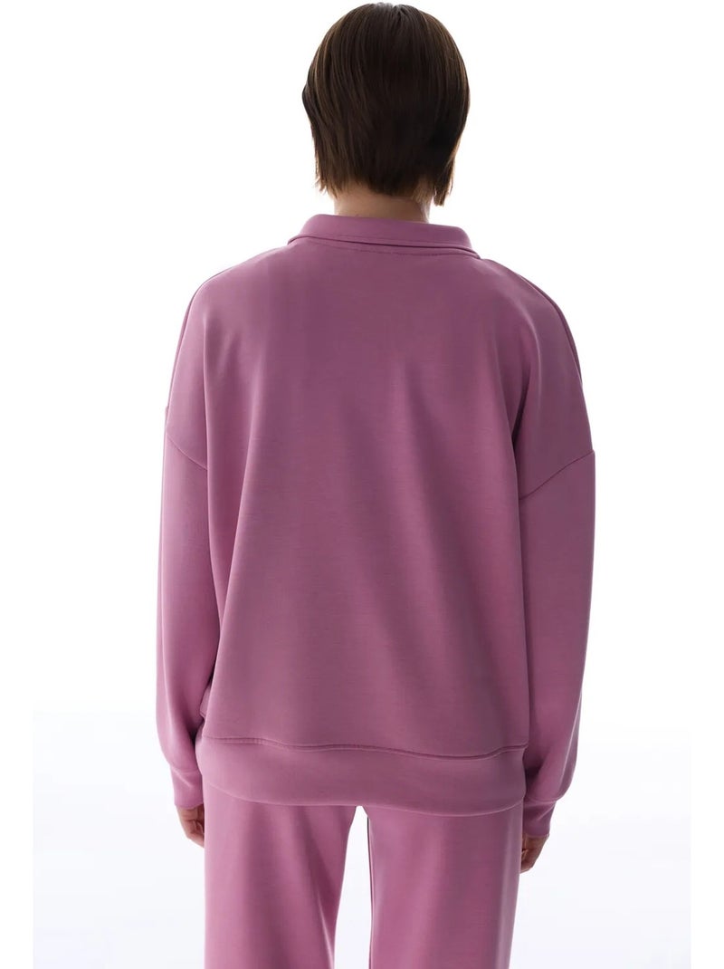 Felpa con colletto polo in modal penti Rosa antico - Kiabi