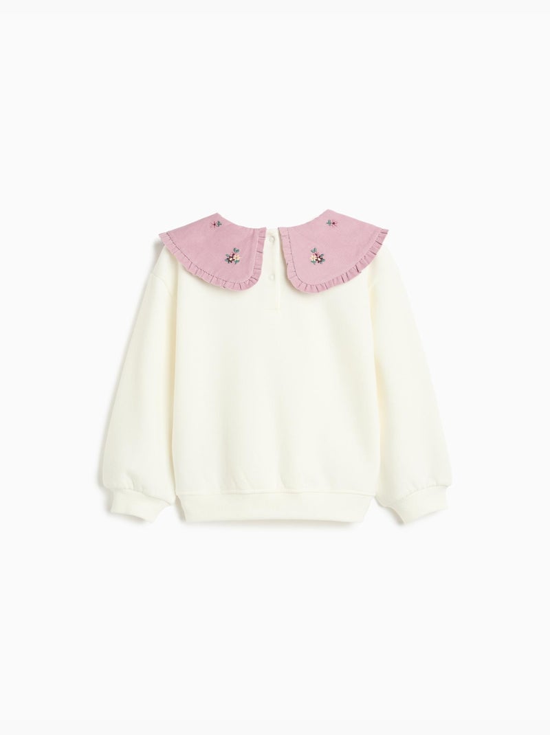 Felpa con colletto ricamato, mo fashion Bianco - Kiabi