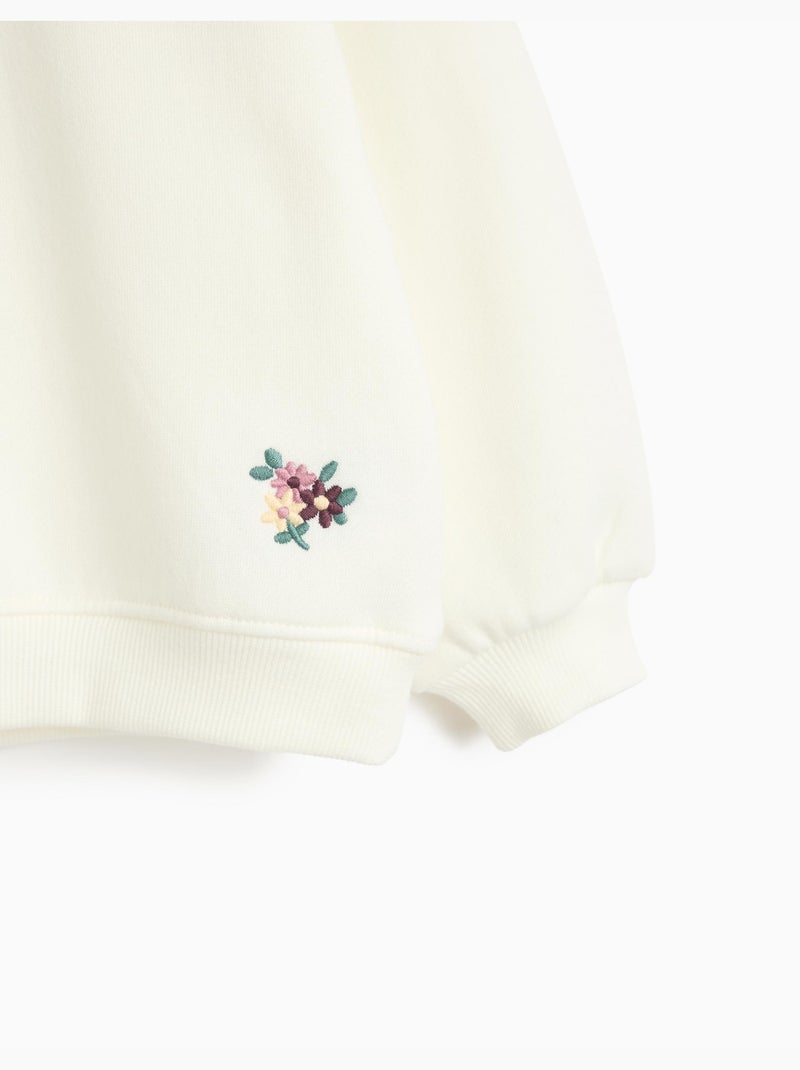 Felpa con colletto ricamato, mo fashion Bianco - Kiabi