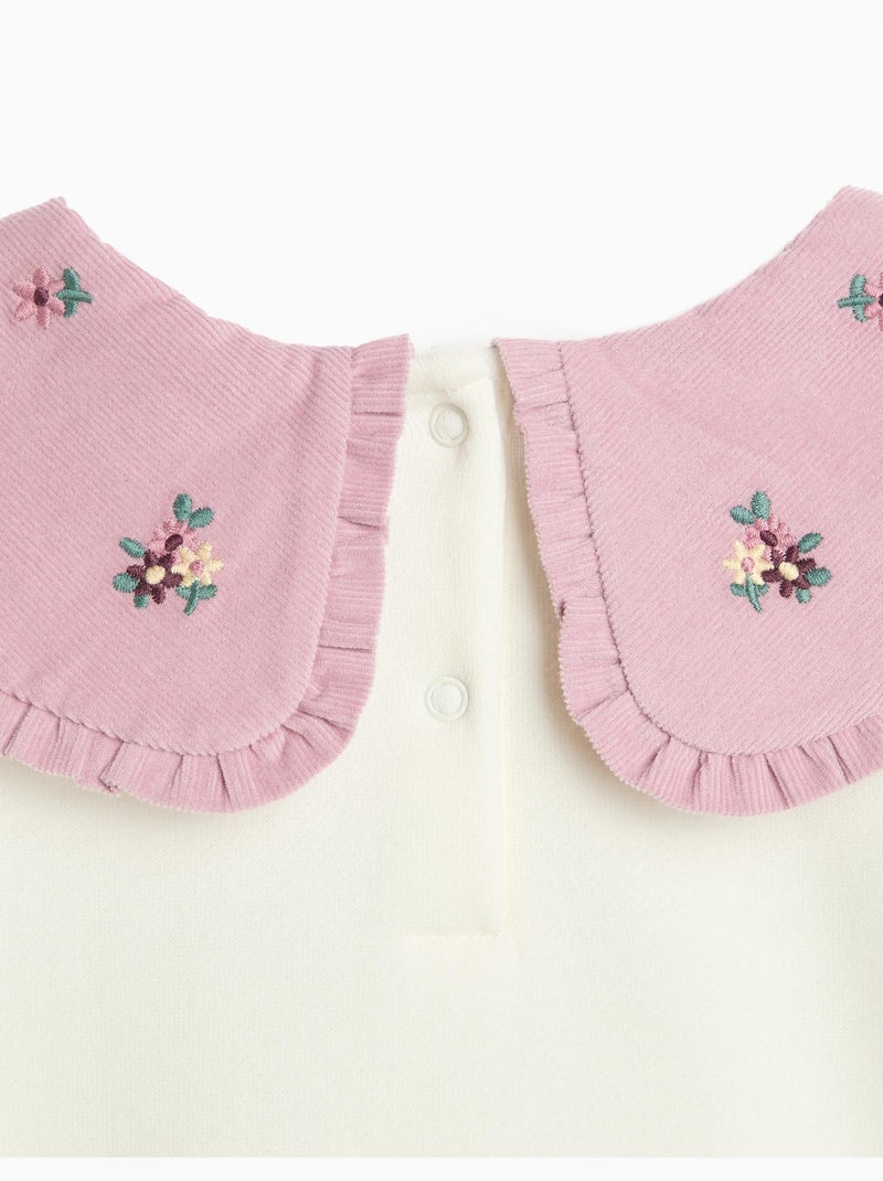 Felpa con colletto ricamato, mo fashion Bianco - Kiabi