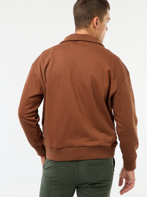 Felpa con collo a camionista zippato in cotone - Kiabi