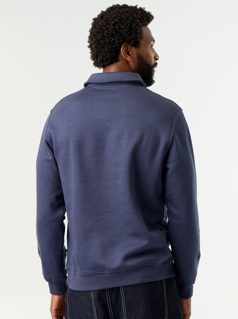 Felpa con collo a polo Blu - Kiabi
