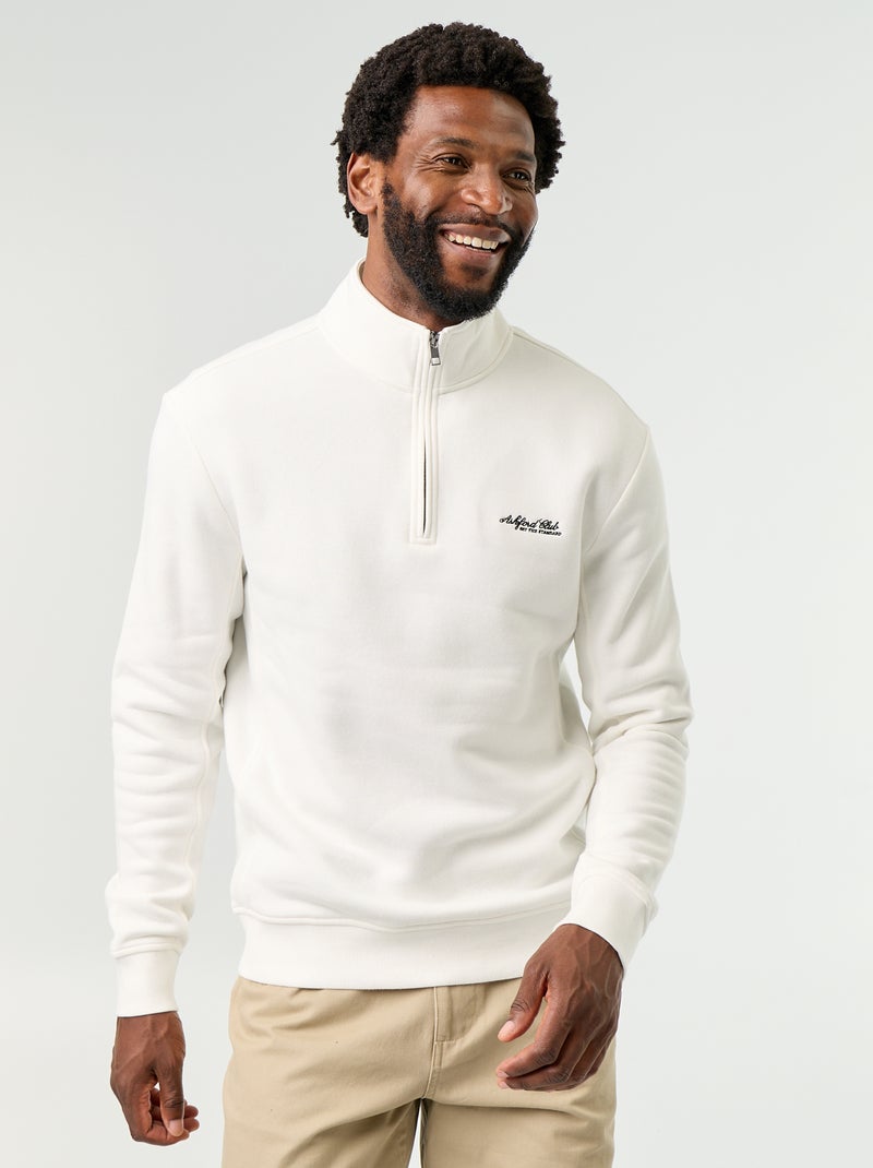 Felpa con collo a zip Bianco - Kiabi