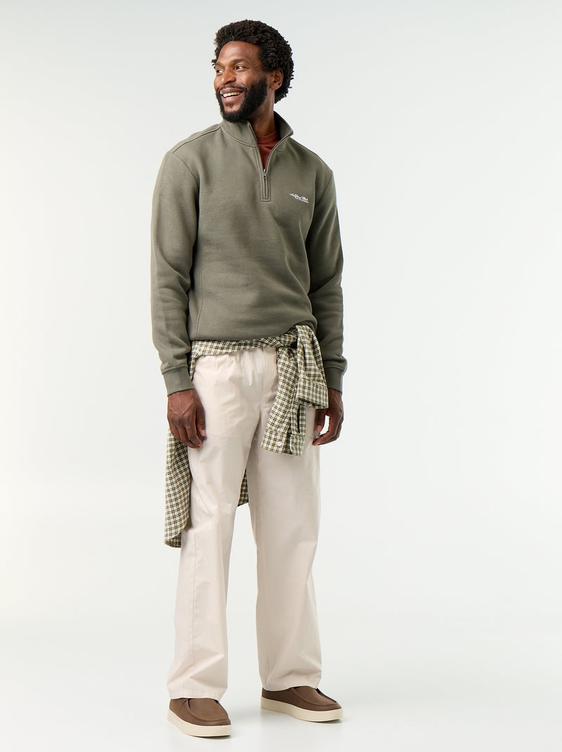 Felpa con collo a zip Verde - Kiabi