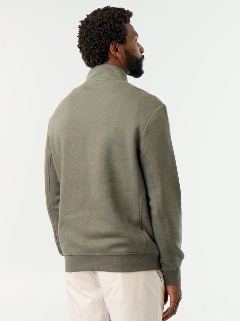 Felpa con collo a zip Verde - Kiabi