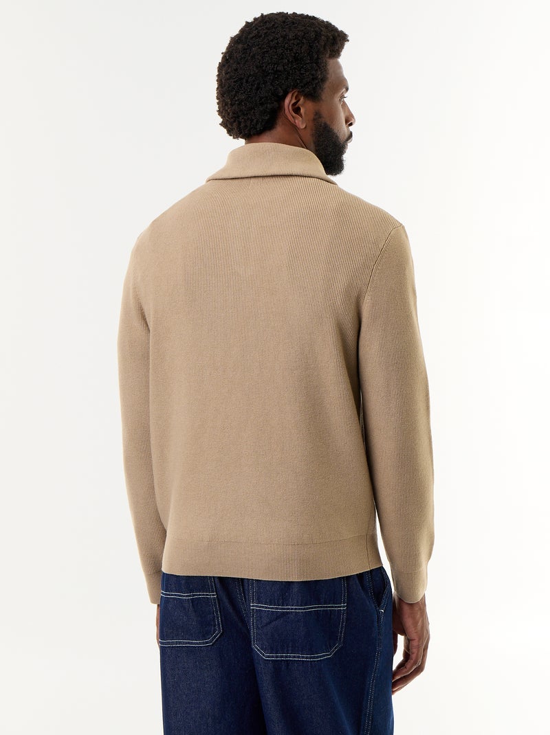 Felpa con collo alto e zip Beige - Kiabi