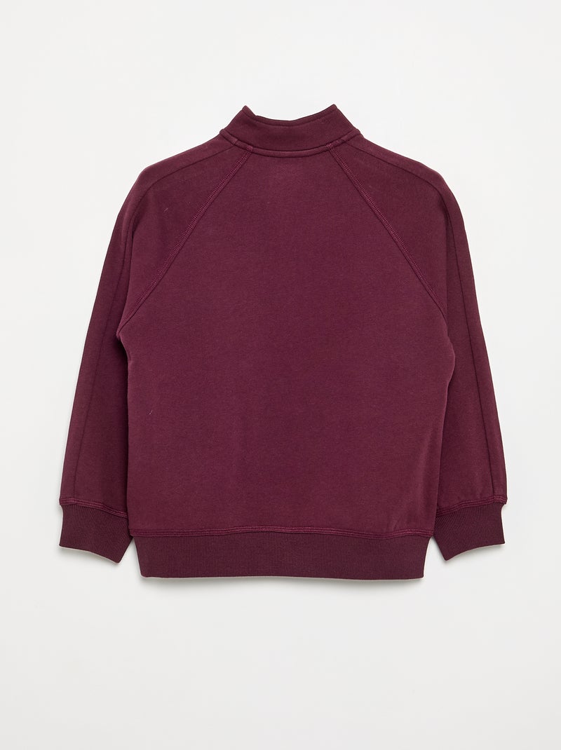 Felpa con collo alto e zip Rosso - Kiabi