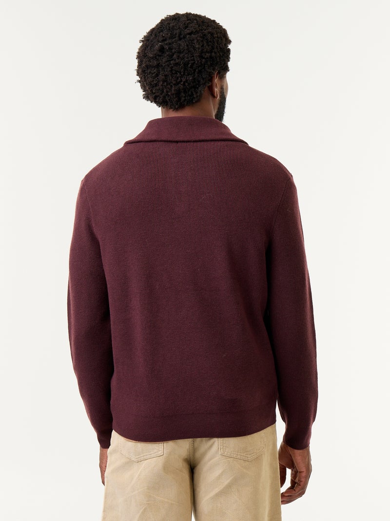 Felpa con collo alto e zip Rosso - Kiabi