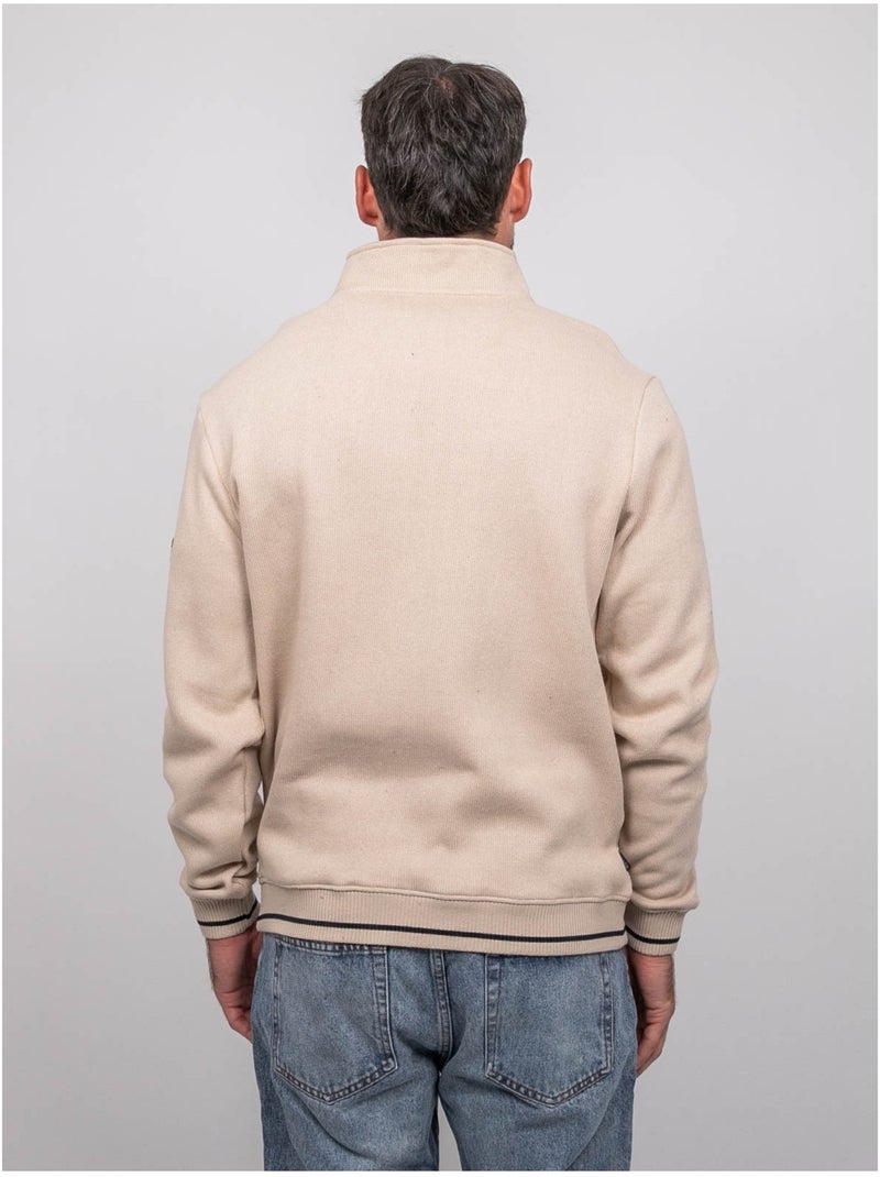 Felpa con collo alto e zip wirubon Beige - Kiabi