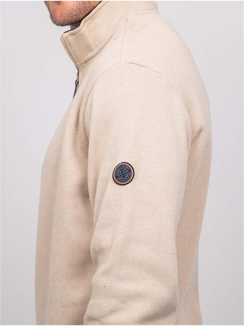 Felpa con collo alto e zip wirubon Beige - Kiabi
