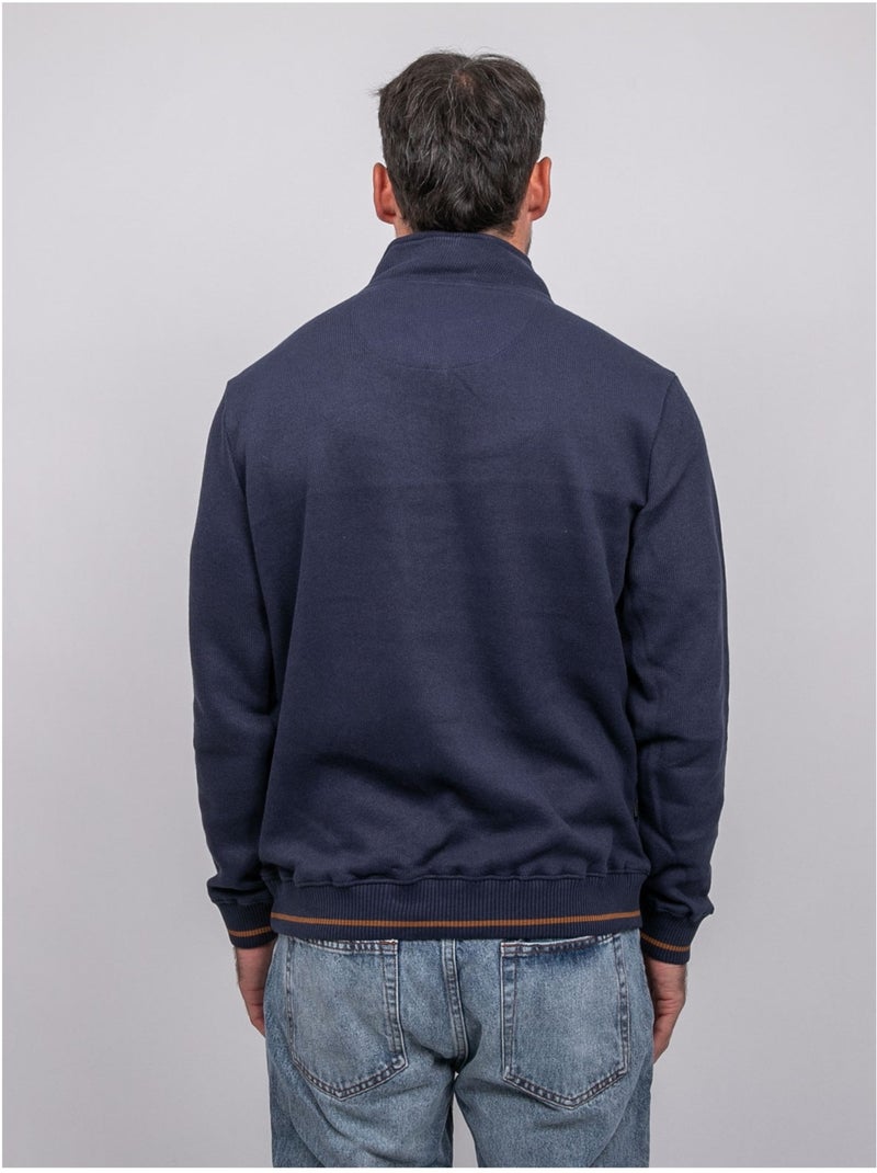 Felpa con collo alto e zip wirubon Blu marino - Kiabi