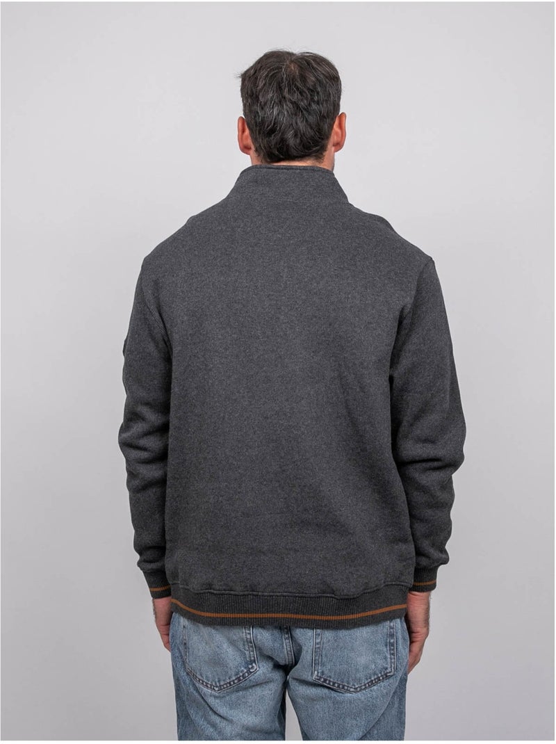 Felpa con collo alto e zip wirubon Grigio antracite - Kiabi