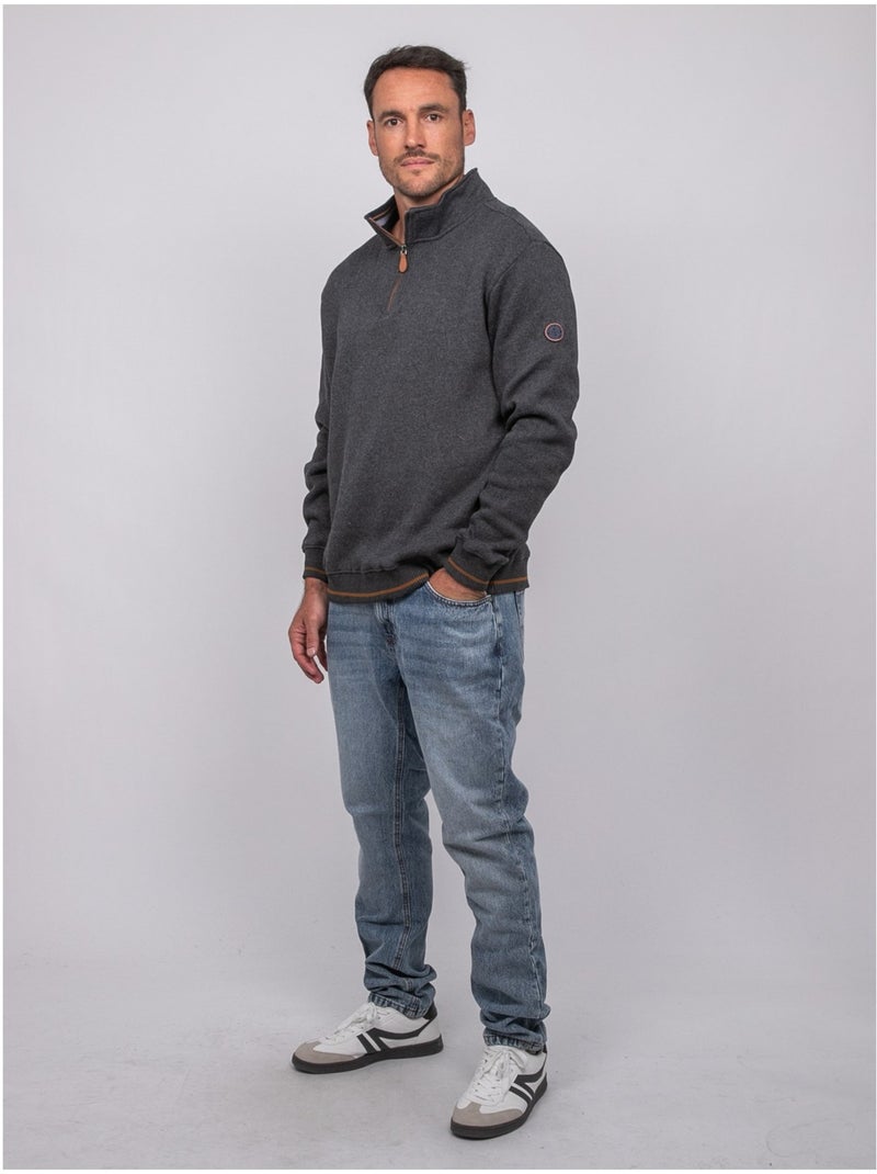 Felpa con collo alto e zip wirubon Grigio antracite - Kiabi