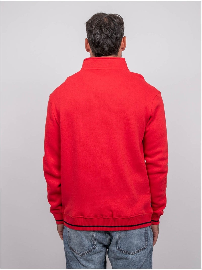 Felpa con collo alto e zip wirubon Rosso - Kiabi