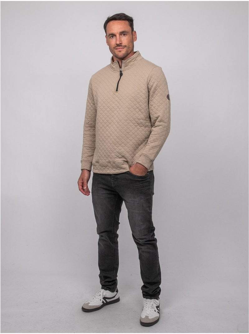 Felpa con collo alto e zip woribou Beige - Kiabi