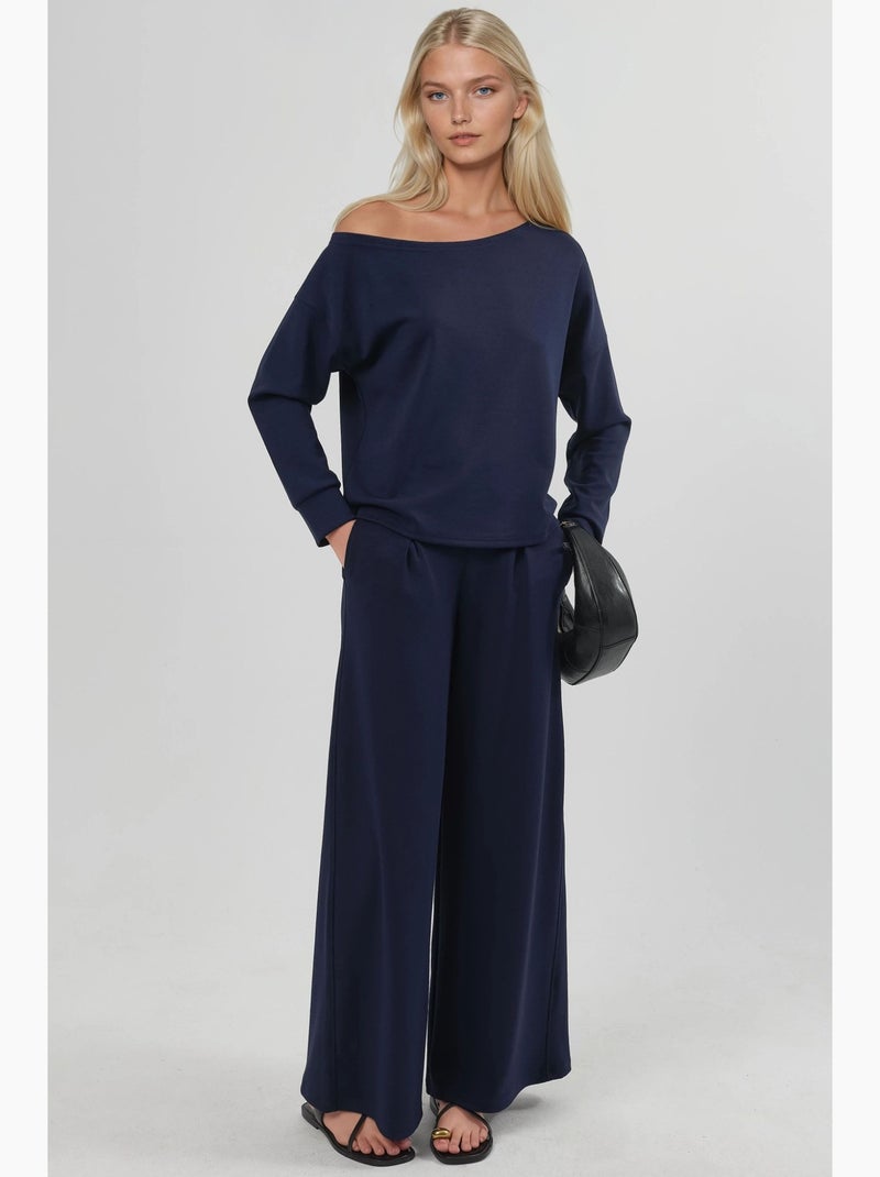 Felpa con collo asimmetrico e vestibilità relaxed busem Blu marino - Kiabi