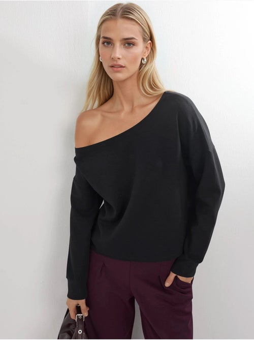Felpa con collo asimmetrico e vestibilità relaxed busem - Kiabi Felpa con collo asimmetrico e vestibilità relaxed busem - Kiabi
