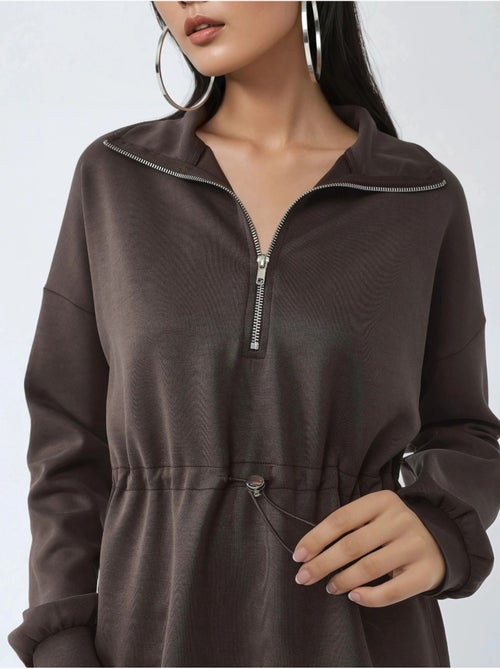 Felpa con collo con zip e vita regolabile busem - Kiabi Felpa con collo con zip e vita regolabile busem - Kiabi