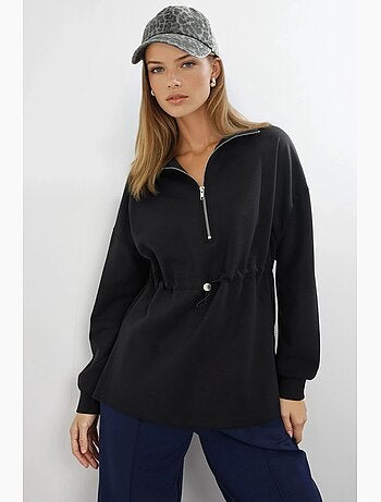 Felpa con collo con zip e vita regolabile busem