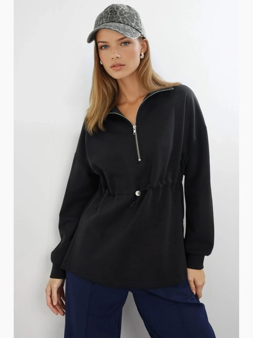 Felpa con collo con zip e vita regolabile busem - Kiabi Felpa con collo con zip e vita regolabile busem - Kiabi