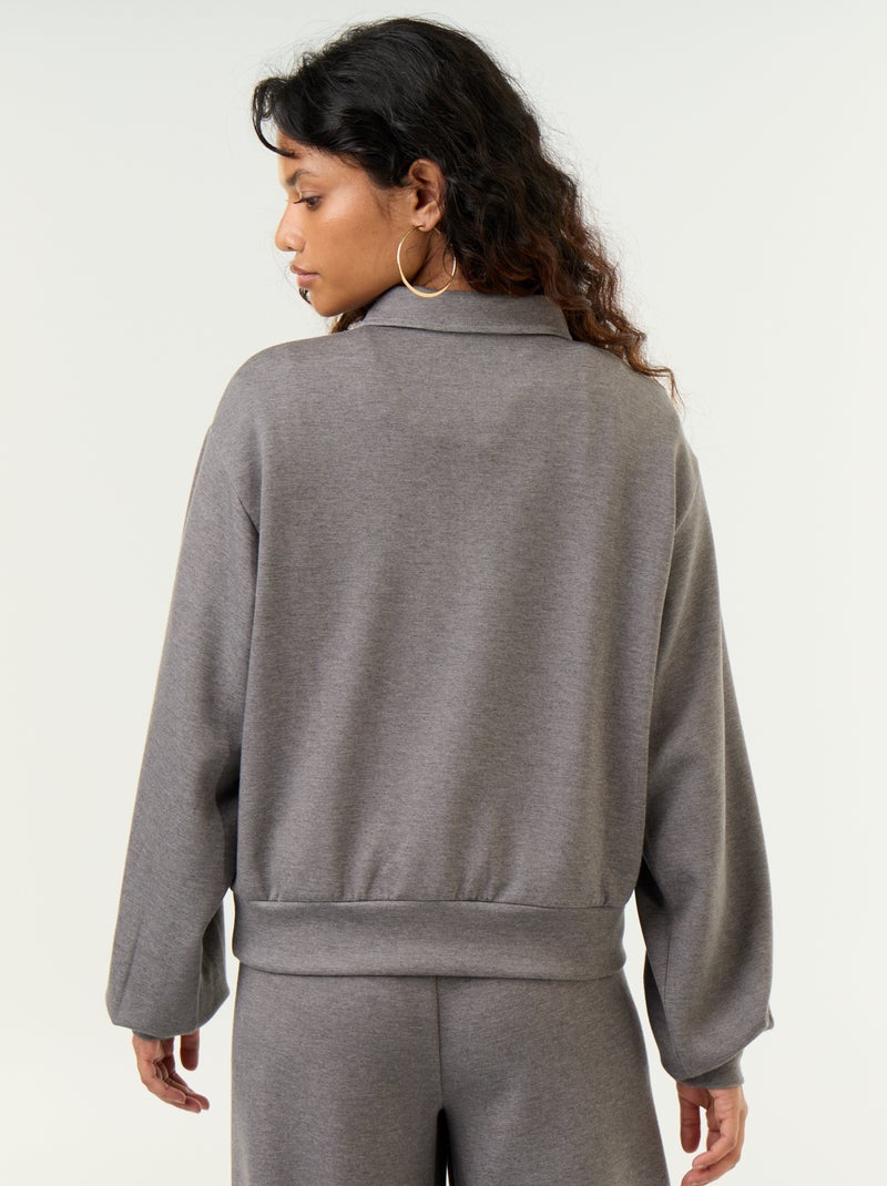 Felpa con collo polo abbottonato Grigio - Kiabi