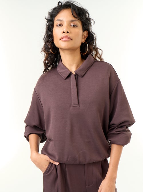 Felpa con collo polo abbottonato - Kiabi