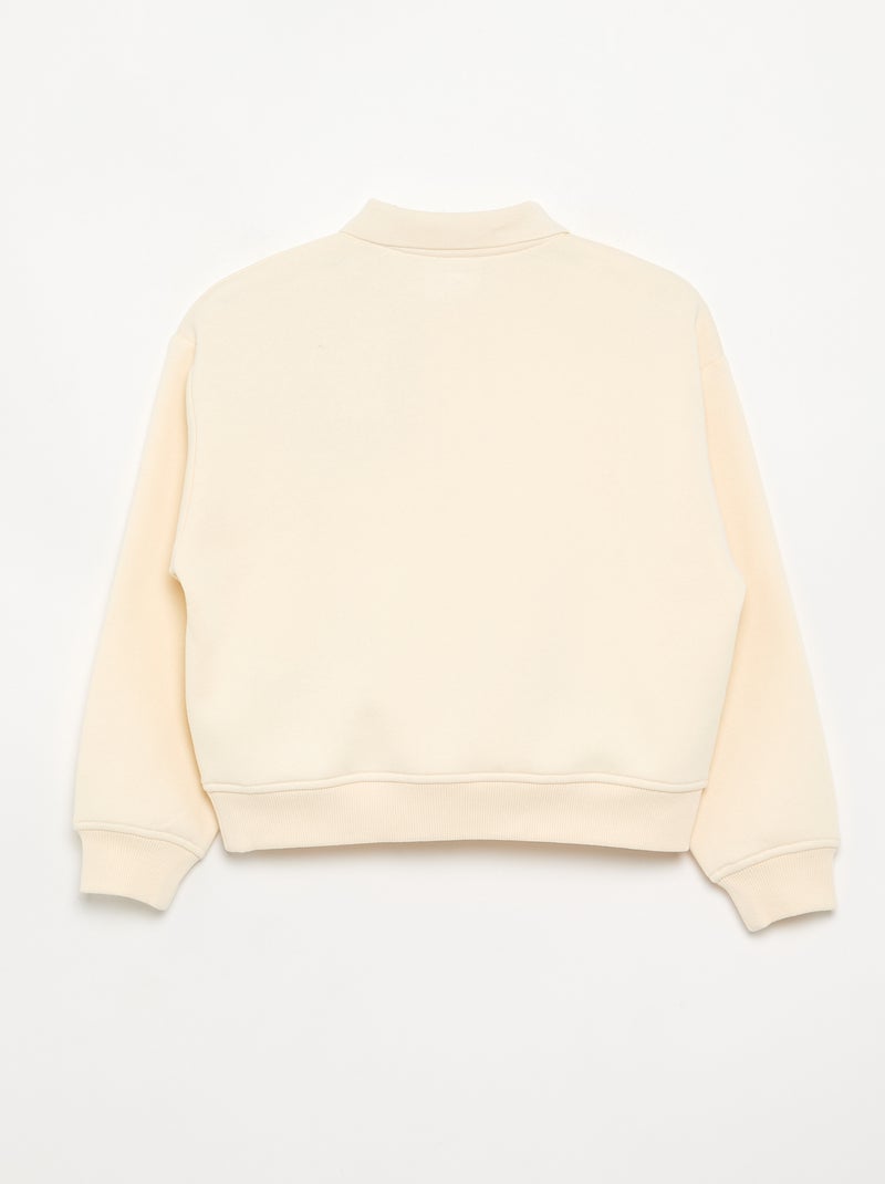 Felpa con collo polo Bianco - Kiabi