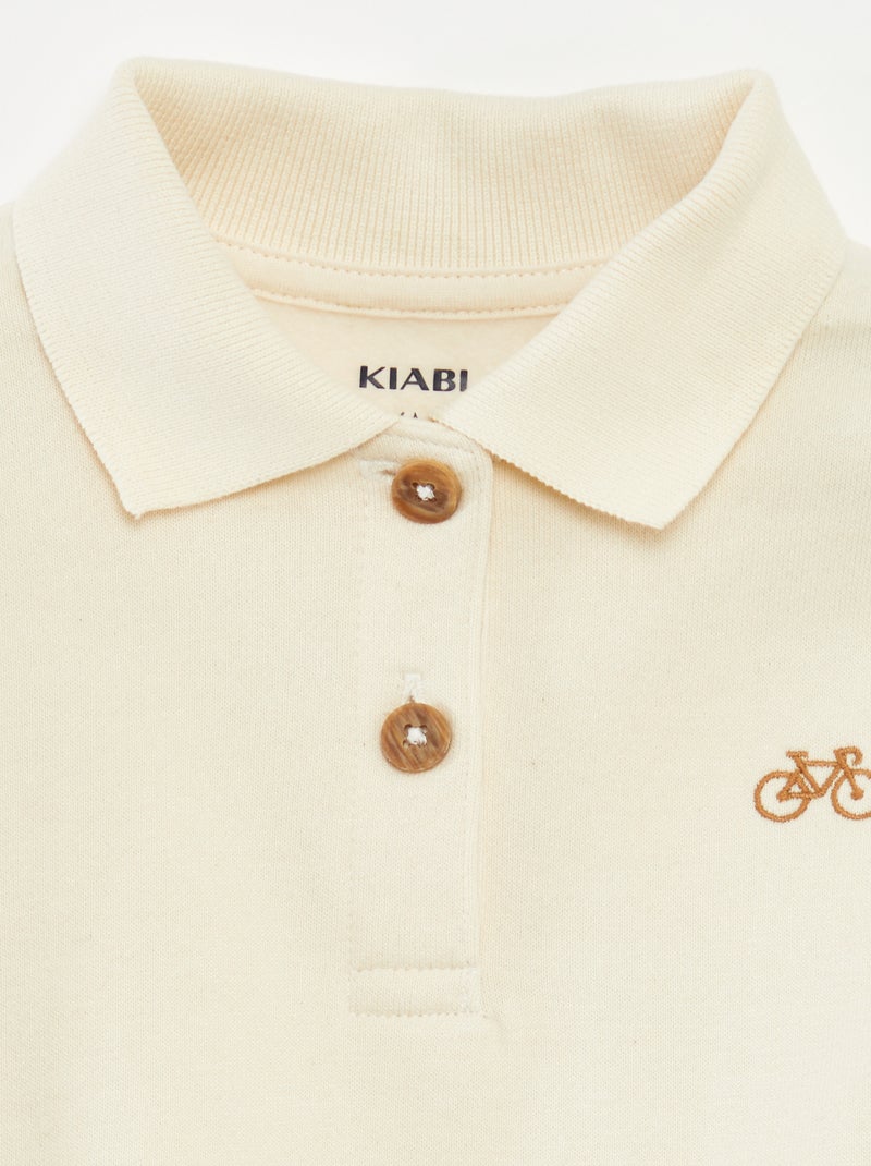 Felpa con collo stile polo BIANCO - Kiabi