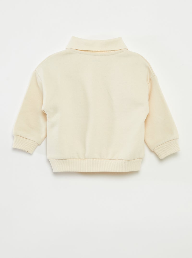 Felpa con collo stile polo BIANCO - Kiabi