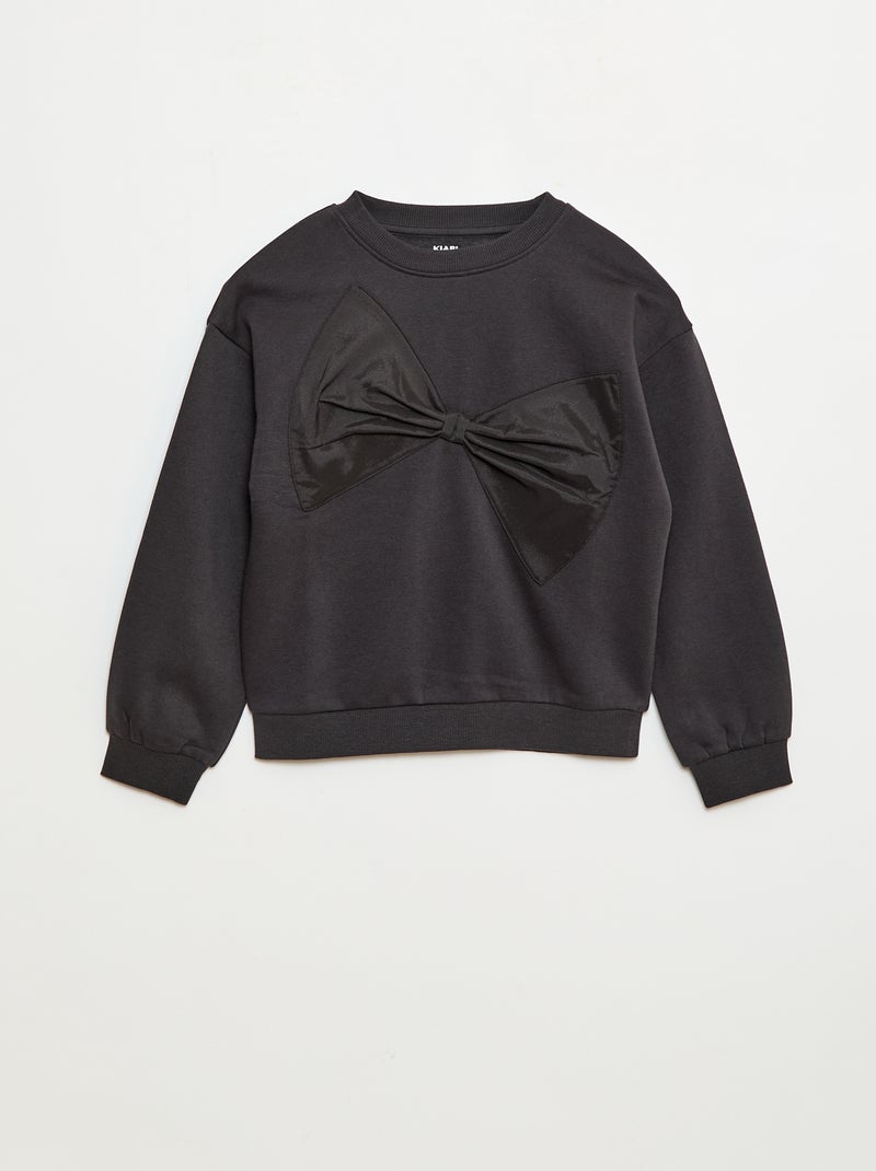 Felpa con fiocco in raso Nero - Kiabi