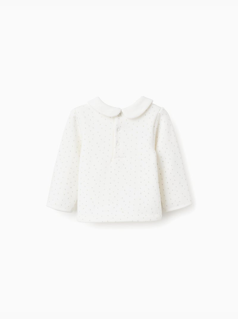 Felpa con fodera in pile e pois Bianco - Kiabi