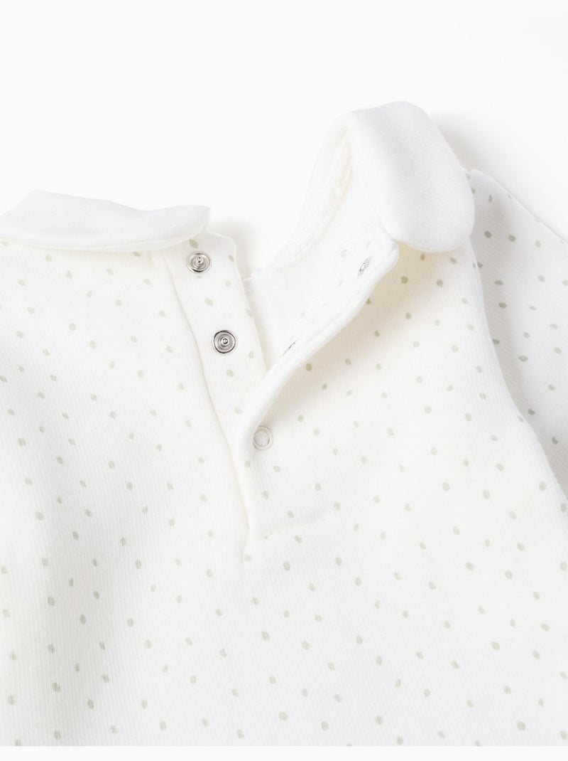 Felpa con fodera in pile e pois Bianco - Kiabi