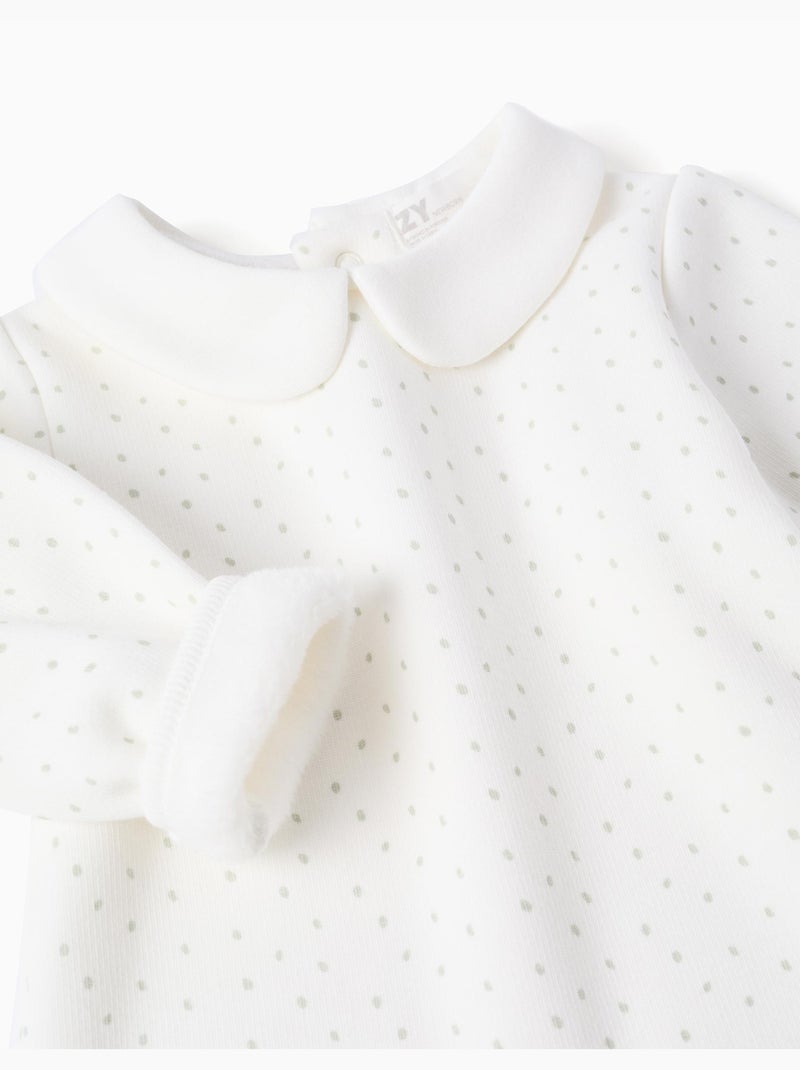 Felpa con fodera in pile e pois Bianco - Kiabi