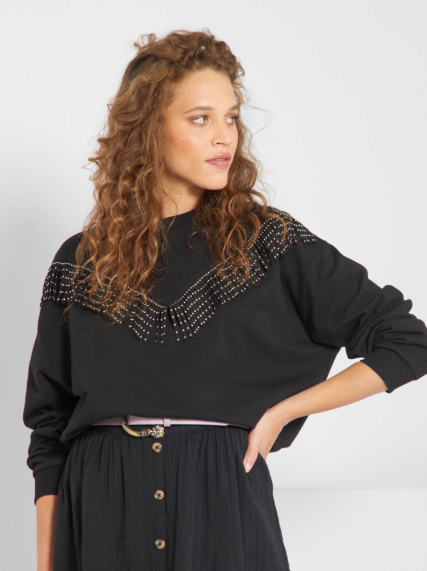 Felpa con frange shop