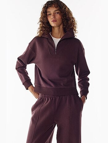 Felpa con mezza zip e interno garzato penti