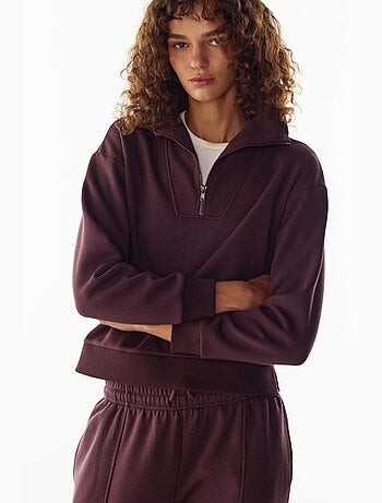 Felpa con mezza zip e interno garzato penti