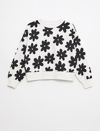 Felpa con motivo e collo rotondo