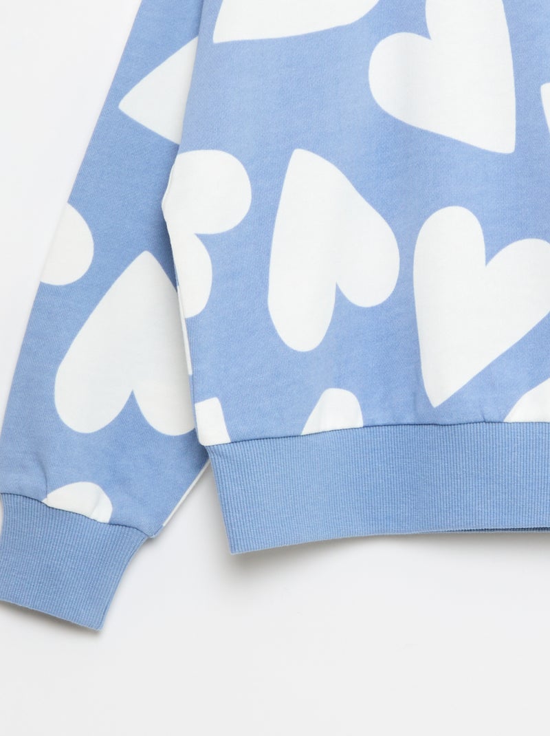 Felpa con motivo e collo rotondo Blu - Kiabi
