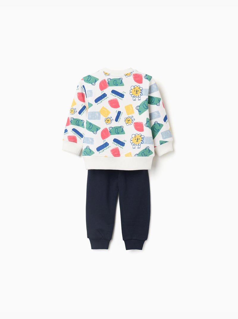 Felpa con motivo + joggers Bianco - Kiabi