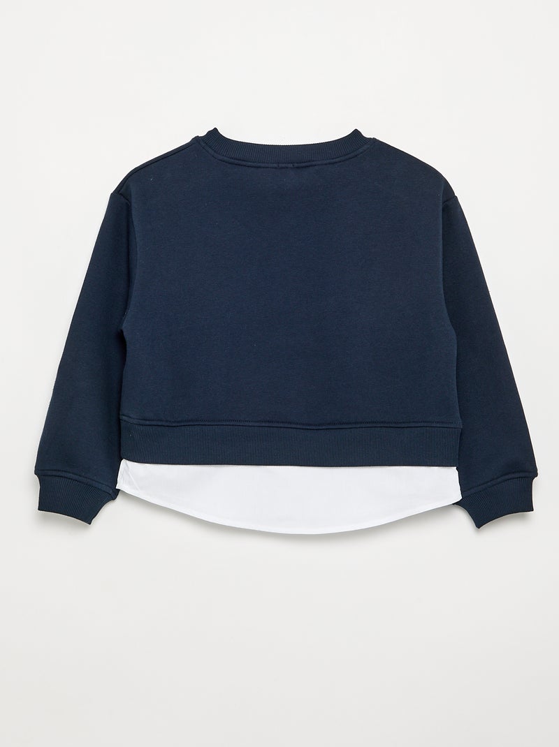 Felpa con orlo a camicia integrato e ricamo sul petto Blu - Kiabi