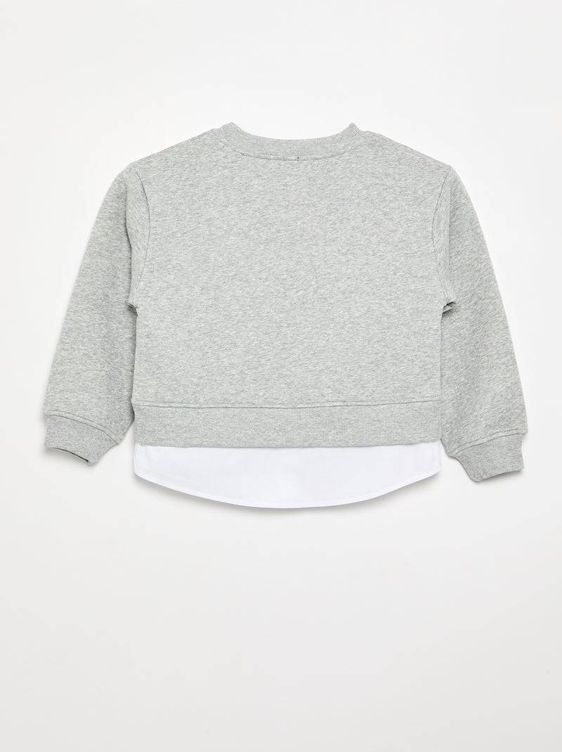 Felpa con orlo a camicia integrato e ricamo sul petto Grigio - Kiabi