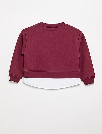 Felpa con orlo a camicia integrato e ricamo sul petto
