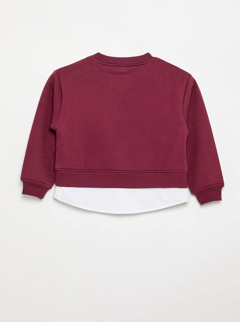 Felpa con orlo a camicia integrato e ricamo sul petto Viola - Kiabi