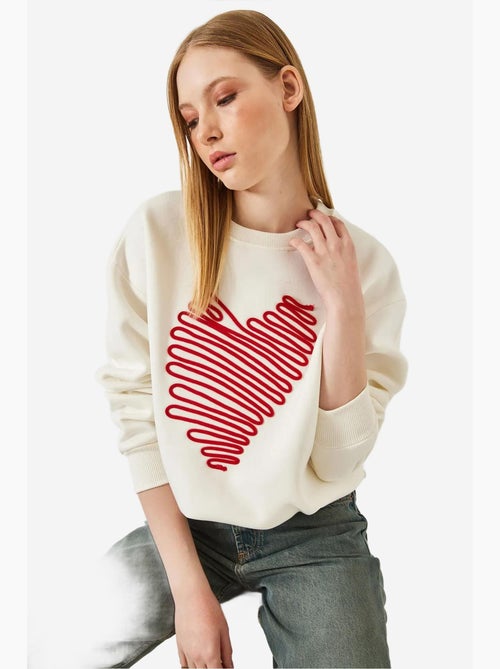 Felpa con ricamo a cuore lucci - Kiabi