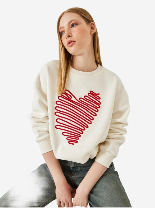 Felpa con ricamo a cuore lucci - Kiabi